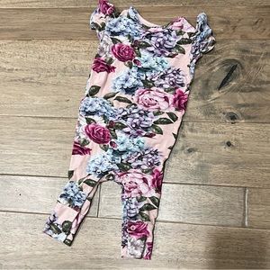 Baby 3-6 month Posh Peanut romper with hydrangea flower design
